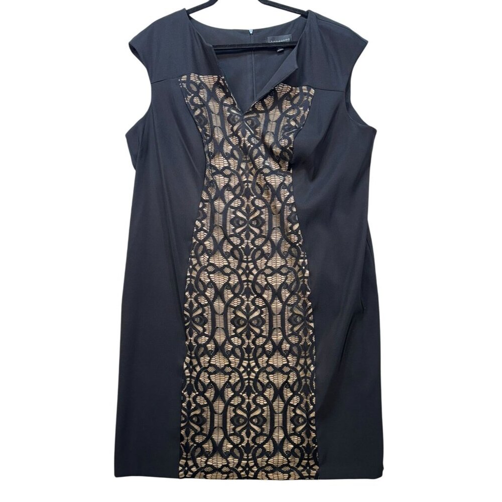 Connected Woman Black Dress Plus Size 22W Black Lace Overlay & Sleeveless Design